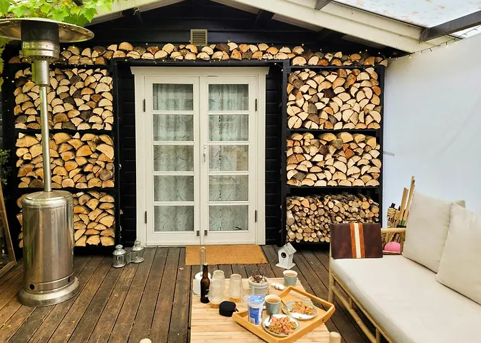 Black-painted Log House Overlooking Vejle Fjord Semesterbostad Børkop